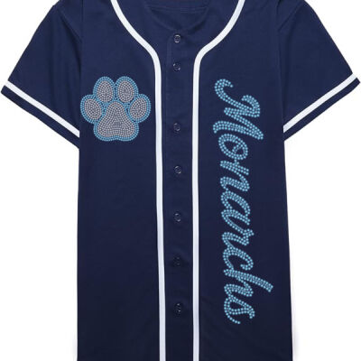 Mercy Monarchs Cheerleading with Optional Name - Allstar Baseball Jersey with Trim Thumbnail